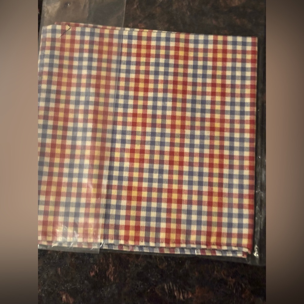 New Everlane Red and Blue Gingham Cotton Pocket Square 13x13 Preppy Casual